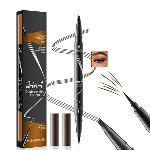 2-in-1 Waterproof Eyebrow Pencil – Dual-Ended Brow Pen with 4-Fork