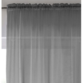 Enhanced Living Grey Voile Curtains for Living Room Panel Pair - 57 Wide x 54 Drop - Plain Woven Slot Top Sheer Curtains (57"x54") 145x137cm