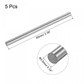 sourcing map Round Steel Rod, 3.5mm HSS 63-65 HRC Lathe Bar Stock Tool 60mm Long for Shaft Gear Drill Lathes Boring Machine Turning Miniature Axle 5Pcs