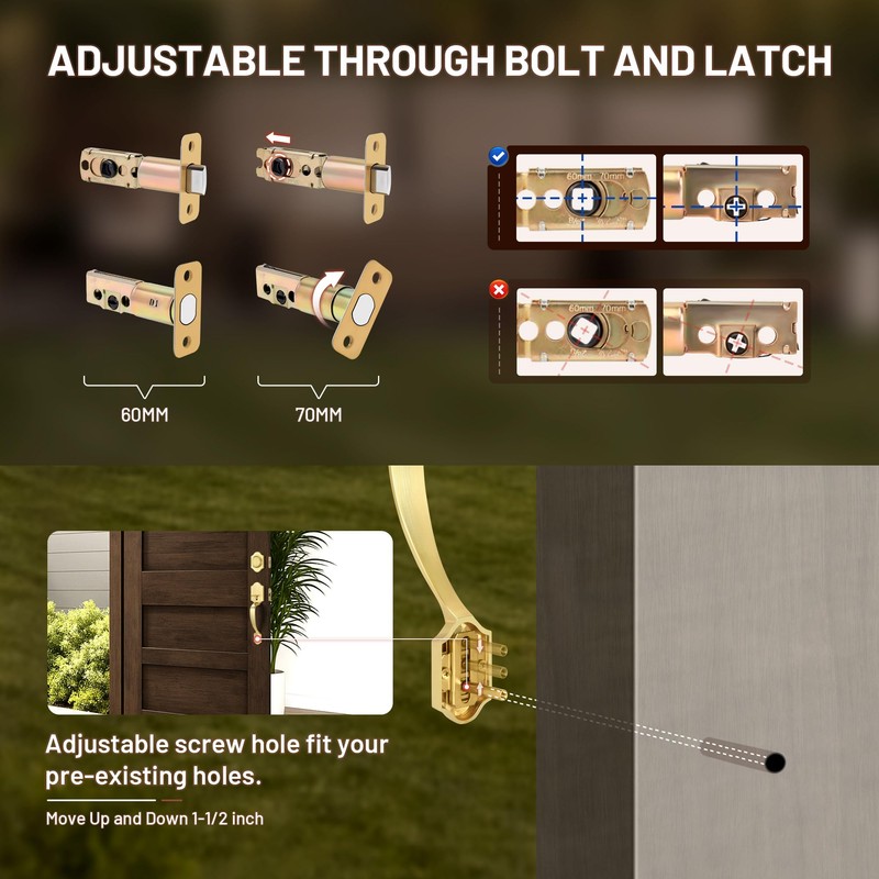 LOQRON Double Front Door Handle Set with Dummy and Deadbolt,