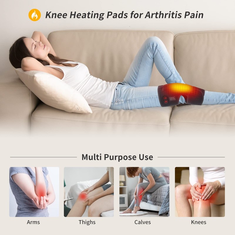 FEETMOR Heated Knee Brace Wrap with Massage - Battery Powered