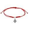 AeraVida Mini Hamsa Hand .925 Sterling Silver Charm on Red