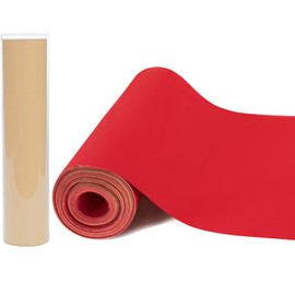 Mesheshe Self Adhesive Felt Fabric, Soft Velvet Drawer Liner, DIY Velvet Fabric for Art & Crafts, Jewelry Box Felt Liner, Solid Color Felt Wallpaper (17" x 130", Red)