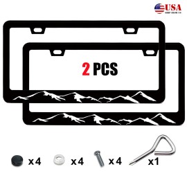 JYMAOYI 2X For Jeep Accessory Mountain Raised Car License Plate Frame Cover Black L8