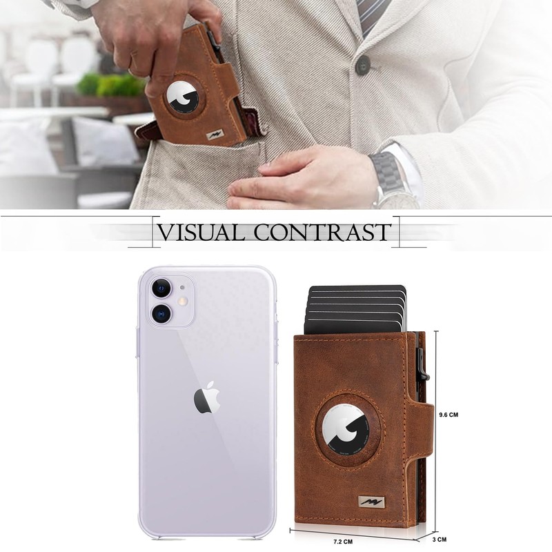 Marc Peter® Chicago Leather Push Air Slim Wallet, Airtag Wallet