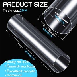 Pangda 4 Pcs 4" OD x 15.5" Clear Acrylic Pipe Plastic Tube 96mm ID x 100mm OD x 2mm Wall Thickness Round Rigid Long Pipe for Plumbing, Water Cooling System, Lamps and Lanterns Accessories