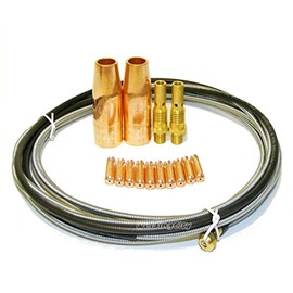 WeldingCity MIG Welding Gun .045" Accessory Kit for Lincoln Magnum 100L Tweco Mini/#1 (Contact Tip-Gas Nozzle-Gas Diffuser-Liner) Up to 200A M4L