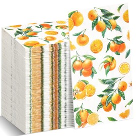 Funrous - Servilletas de cítricos de color naranja con naranjas, servilleta desechable para almuerzo, cena, servilleta naranja para mesa, baño, boda, ducha, suministros de fiesta de frutas naranjas (100 unidades)