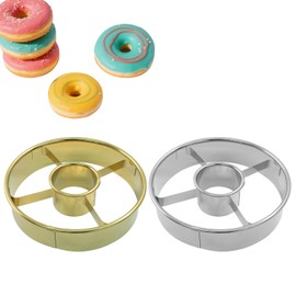 Litoexpe 2 Pcs Stainless Steel Donut Cutter 3.86 Inch, Professional Baking Tool Doughnut Cutters Mold for Making Perfect Cookies (Silver & Gold)