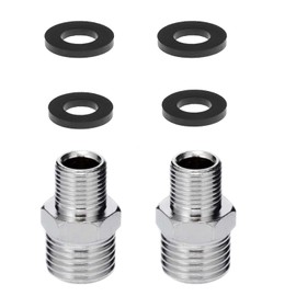 2PCS Stainless Steel Shower Hose Connectors 1/2" BSP Male to 3/8" BSP Male Reducing Nipple with Rubber Gaskets Universal Shower Hose Adapter for Air Hoses Water Pipes Shower Hoses