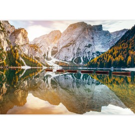 SIGNFORD Wallpaper Peel and Stick, Construction Adhesive Wallpapers Wall Decals.Golden Morning Mountains and Lakes Wallpaper, 100x144 Inches
