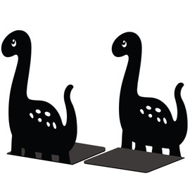 Peacoblue Metal Book Ends Stopper Holder Stand for Shelves Decorative, 12x9x17.8cm Modern Creative Heavy Duty Study Bookends Stoppers Holder Stand for Desk Shelf, 1 Pair (Dinosaur)
