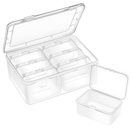 Mathtoxyz 2PCS Small Bead Organizers and Storage, Clear Storage Containers Rectangle Bead Holder Plastic Cases Transparent Boxes for Nail DIY Craft Making Jewelry Battery Screw