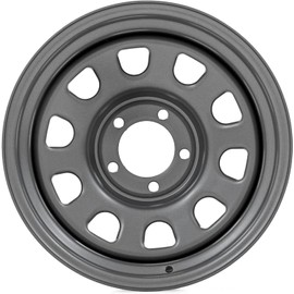 Rough Country Gray Steel Wheel - 16x8, 6x5.5 Bolt Pattern, 12mm Offset, 4.25 Bore, Heavy-Duty D-Window Off-Road Rim for Trucks & Jeeps