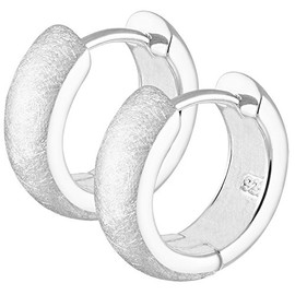 Vinani CYG Women's Earrings 925 Silver - Folding Hoop Earrings Round Brushed - 925 Sterling Silver for Women, Sterling Silver