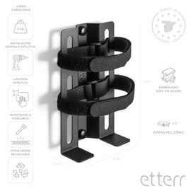 etterr | Electric Car Charging Station Stand | 100% Steel | Made in the European Union | 17 x 10 cm | Electric Car Charger Holder | Car Accessories | Cable Organizer (1, Black)