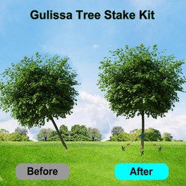 Tree Stake Kit, Heavy Duty Tree Stake Kits Include 3 PCS Steel Stakes(11.8 Inch), Tree Straps(15.8inch), and Rope (13.12 Feet) for Supports Kits for Young Trees Against Bad Weather