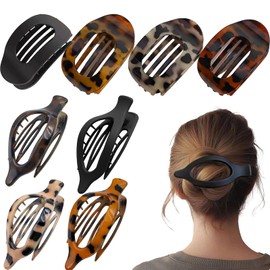 8PCS Flat Hair Claw Clips, Flat Claw Clip, Strong Hold French Flat Claw Clips for Women for Thick Thin Hair, Style Medium Classic Hair Barrettes, French Flat Hair Clip for Women Thin Thick Hair