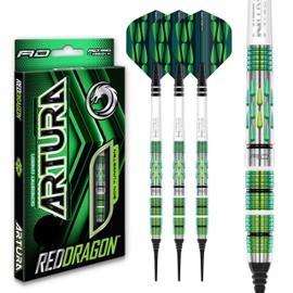RED DRAGON Artura Screamin' Green 18 g Softip Premium Tungsten Darts Set with Flights and Stems