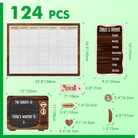 124PCS Calendar Bulletin Board Cutouts, Season/Weather/Holiday/Month/Week Bulletin Board Decors Industrial Chic Style Wall Decor for School Classroom Home Teachers Students