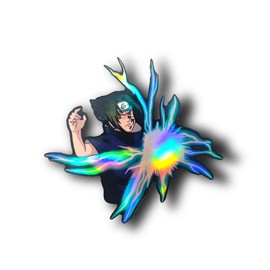 SUGOIISLAPS 4.5" Holographic Waterproof Made For Ninja Clan Sasuke Chidori Anime Peeker Stickers Weatherproof