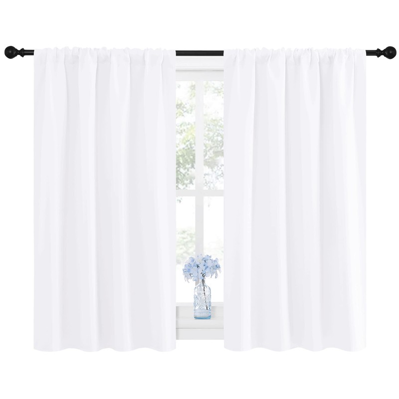 NICETOWN - Cortinas Opacas con Bolsillo para cortinero (Blanco Puro,