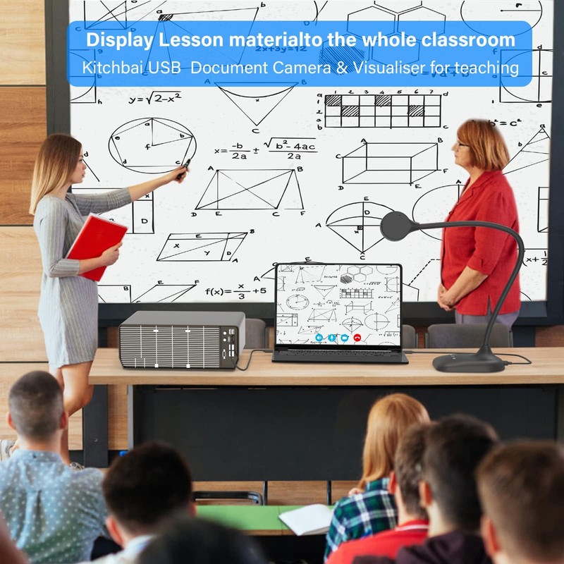 kitchbai Document Camera for Teachers, Webcam and Overhead Camera for
