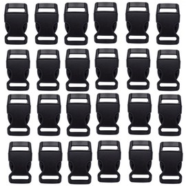 HONGCI 30PCS Side Release Plastic Mini Buckles 15mm(5/8") Inch Black-Great Accessories for Chidren Paracord Bracelets