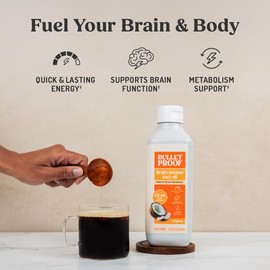 Bulletproof Brain Octane C8 MCT Oil, 32 oz – 100% Pure Coconut Oil, Triple-Distilled Keto Energy Supplement for Coffee & Smoothies, Unflavored, No Additives or Fillers, Non-GMO