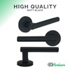 EAI Round Door Handle - Matt Black Lever on Rose