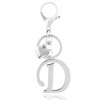 ANHBKAR A-Z Silver Heart Initial Letter Keychain, Stainless Steel Alphabet