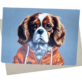 Whitman and Daughter Cavalier King Charles Spaniel Tracksuit Birthday Card (1 Premium Card, 5X7 Inch) dog card blank for every occasion like birthday, thank you, or thinking of you - 739