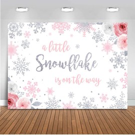 Mocsicka Snowflake Baby Shower Backdrop 8x6ft Winter Wonderland Baby Shower Photography Background Girl Snowflake Winter Backdrops (8x6ft(96x72 inch))