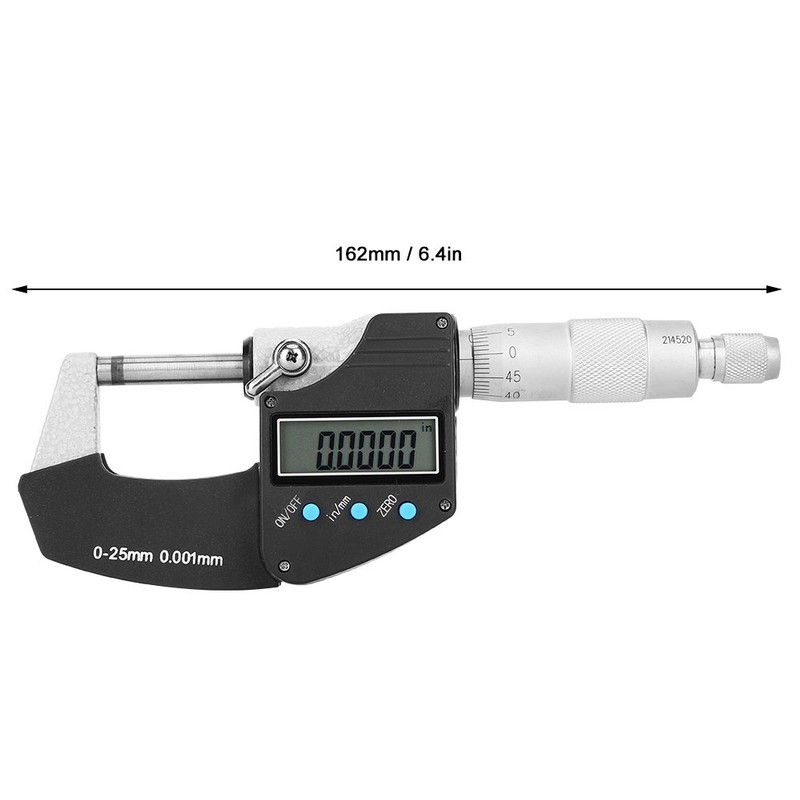 Micrometer Large Screen Digital Metric Imperial 0.001mm Accuracy 0‑25mm Outer