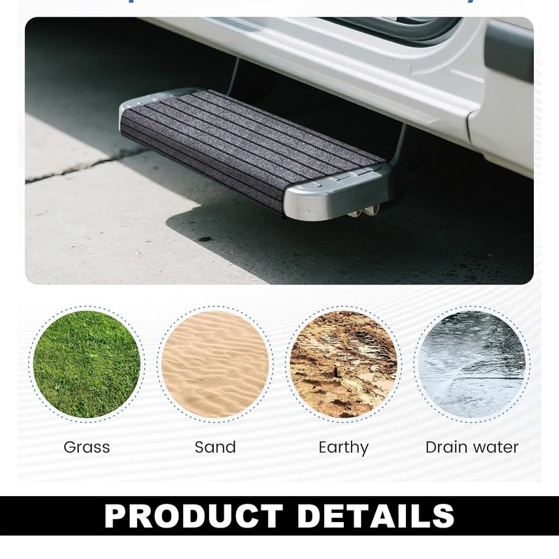 FINELYCR Motorhome Step Mat, Adjustable Motorhome Step Mat, Non-Slip Footrest