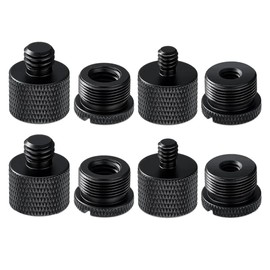 Microphone Stand Adapter, BIUTEFOR Camera Screw Conversion Adapter, Convert 1/4" Male to 5/8" Female and 3/8" Male to 5/8" Female (8 Pieces), Aluminum Alloy Microphone Arm Stand, Perfect for Camera