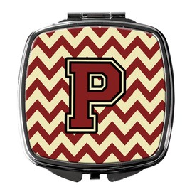 Caroline's Treasures Letter P Chevron Maroon and Gold Compact Travel Mirrors, Multicolor