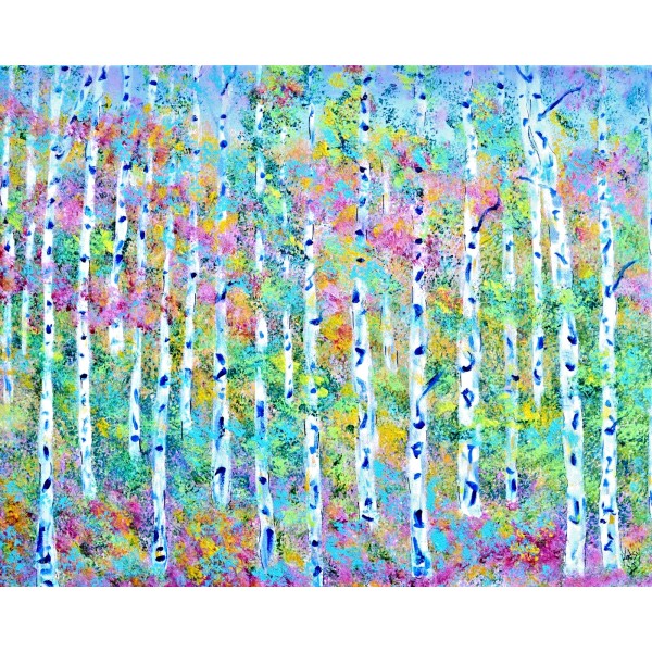 ACEO Aspen Pastel Summer Forest Flowers PRINT (2.5" x 3.5")