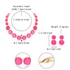 Flyonce Hot Pink Rhinestone Statement Choker Necklace Earrings Set, Round
