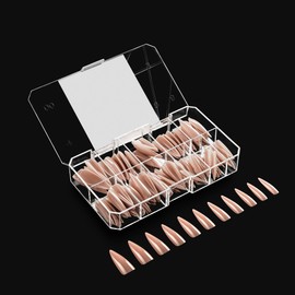 Apres Neutrals Gel-X Lila Box Of Nail Tips, 11 Sizes 00-9, Soft Gel Nail Tip Box, Nail Extensions (150pcs) (Natural Stiletto Long, 150pcs)