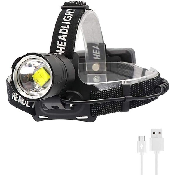 8000 Lumen Rechargeable Headlamp, XHP 70.2 Ultra Bright Powerful LED Headlamp, Focus Adjustment 3 Modes Waterproof Headlight, Power Bank for Camping Bike Hiking