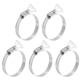 sourcing map 5Pcs Stainless Steel Hose Clamps Worm Gear Hose Clamp, 40-63mm (1-5/8"to 2-1/2") Adjustable Thumb Screw Key Type Clamps Fuel Line Clamps 12mm Bandwidth for Plumbing, Automotive