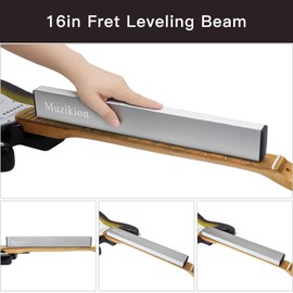 Guitar Setup Kit Luthier Repair Tools with 16" Fret Leveler Sanding Beam, Guitar Neck Notched Straight Edge, Guitar Radius Gauge Set, String Action Ruler Gauge, Fret Rocker, Feeler Gauge
