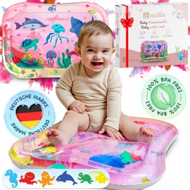 Mallie® Pink Purple Water Mat Baby BPA Free 66 x 50 cm I Perfect Tummy Time Toy for Tummy Position - Water Play Mat Baby, Baby Mat, Baby Mat for Baby 3 Months