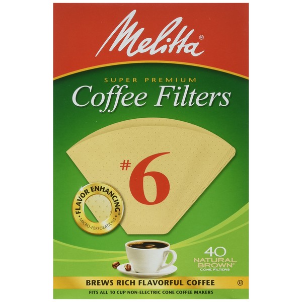 Melitta Cone Coffee Filters Number 6 40 Count (Pack of 2)