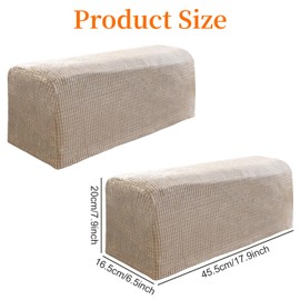4 Pcs Armrest Chair Covers With 20 Velcro Set, Stretch Armchair Covers for Arms, Sofa Armrest Protectors for Armchairs, Stretch Covers for Arms for Chairs Furniture Sofa Couches Recliner (Sandy)