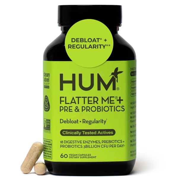 HUM Flatter Me Digestive Enzymes with Probiotics & Prebiotics -