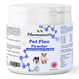 Pharmanostix PetFlex Powder- Joint Support Supplement for Cats and Dogs 150g - Chicken Flavour - Glucosamine - Green Lipped Mussel - Chondroitin - MSM - Turmeric Curcumin - UK Manufactured