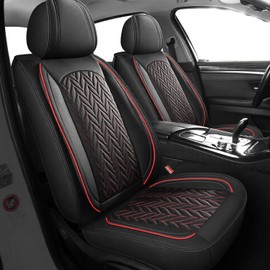 MIROZO Front Seat Covers for Car, 2PCS Car Seat Covers Waterproof Vehicle Seat Covers Faux Leather Car Seat Protector for Cars SUV Pick-up Truck Sedan Seat Cover Set (2PCS Front, Black and Red)