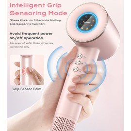 Smart Ionic Hair Dryer with Intelligent Grip Sensor, Thermo-Control, Self-Cleaning Function,110000 RPM Low Noise Blow Dryer with Magnetic Concentrator, Lightweight Hairdryer for Women